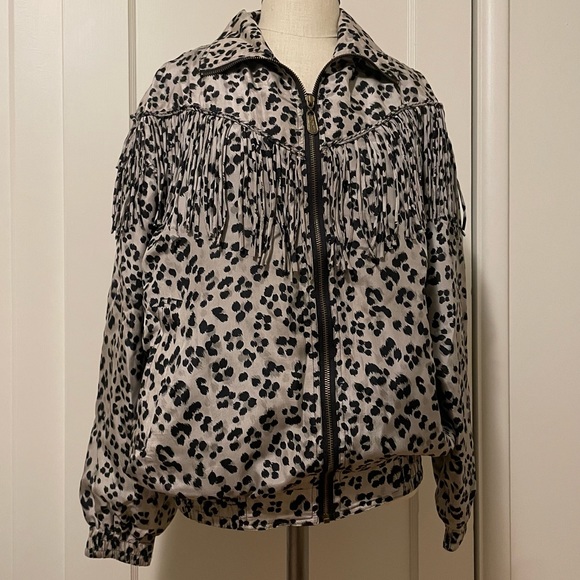 ICONIC 80s urban cowgirl — Fuda International silk leopard fringe bomber jacket - Picture 8 of 8